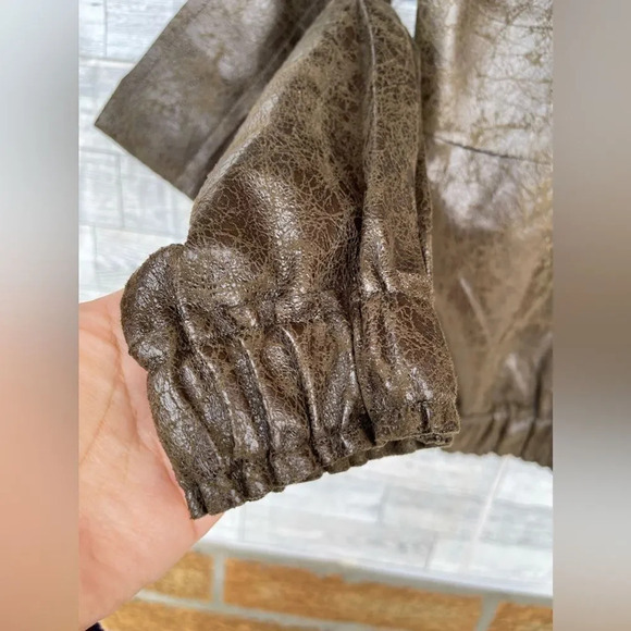 PLANET By LAUREN G VEGAN LEATHER CUT OUT METALLIC JACKET LARGE /1 - Picture 11 of 16